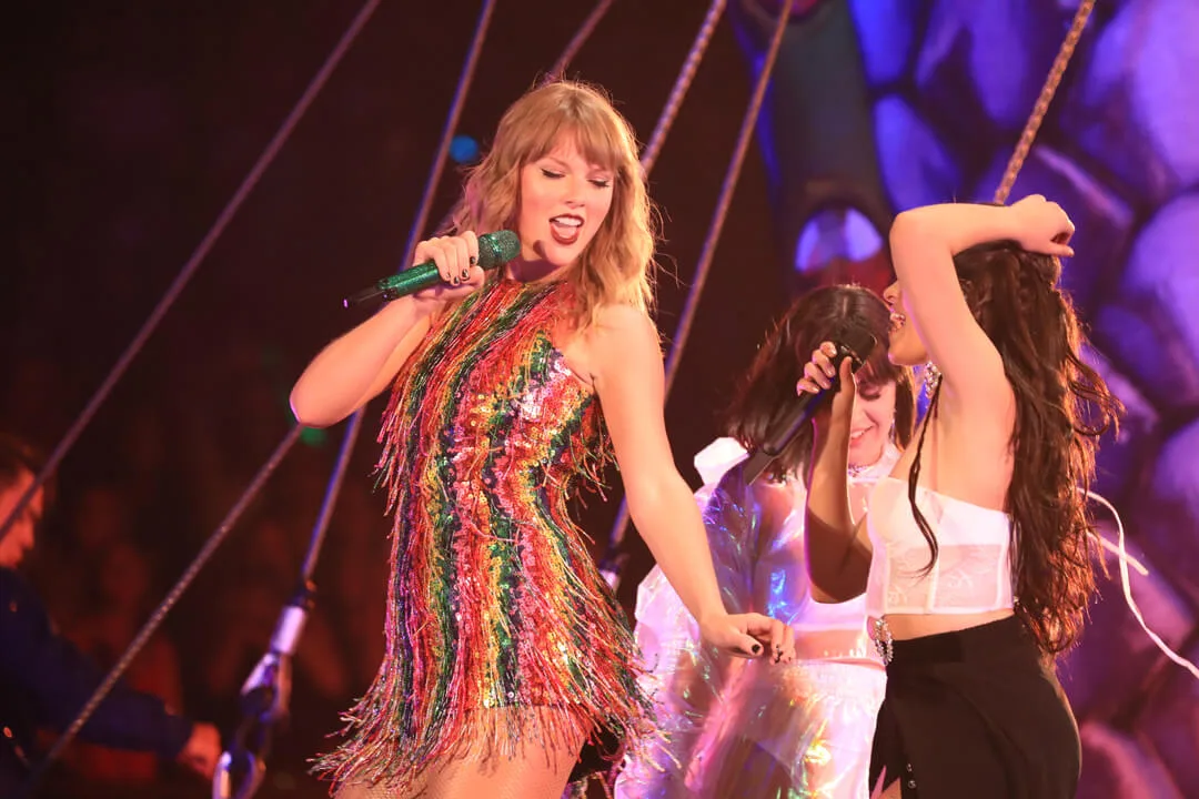 Colorful fringe inside an active stage scene